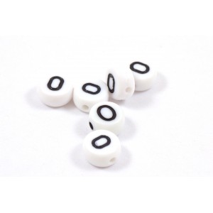 Acrylic flat round bead letter O